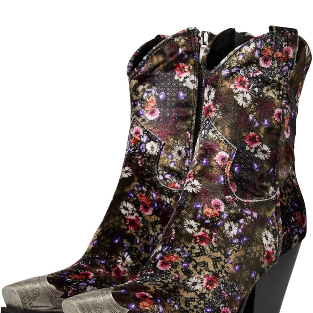 NWT Free People Brayden Floral Western Ankle Boots for Women
